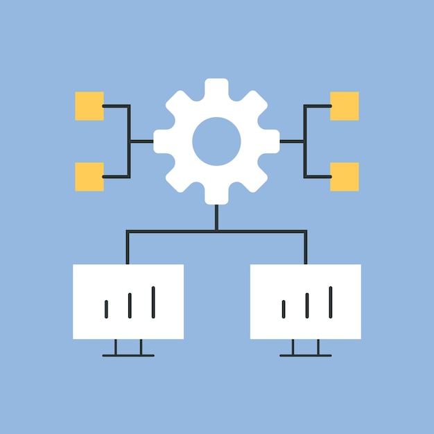 Vector a computer work the icon blue background programming write code code programmer working with