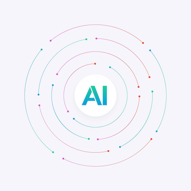 Vector concept of ai artificial intelligence on a gradient circuit board deep learning and machine learning technology in a minimalist background llm large language model vector illustration