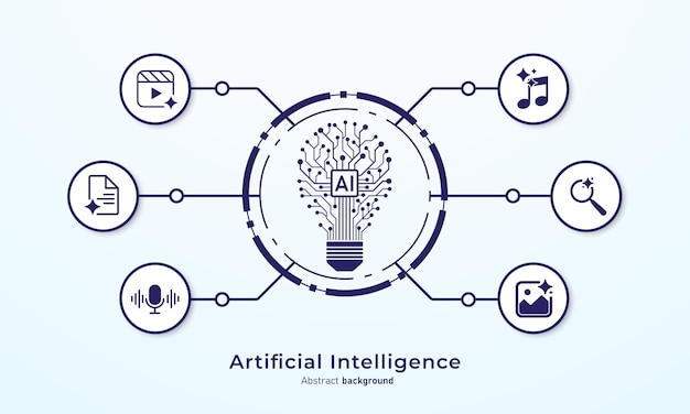 Vector concept of artificial intelligence ai technology for big data analytics and generate ideas creating innovation from machine learning ai and neural networks vector illustration