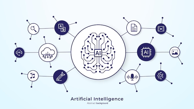 Vector concept of artificial intelligence ai technology for big data analytics and generate ideas creating innovation from machine learning ai and neural networks vector illustration