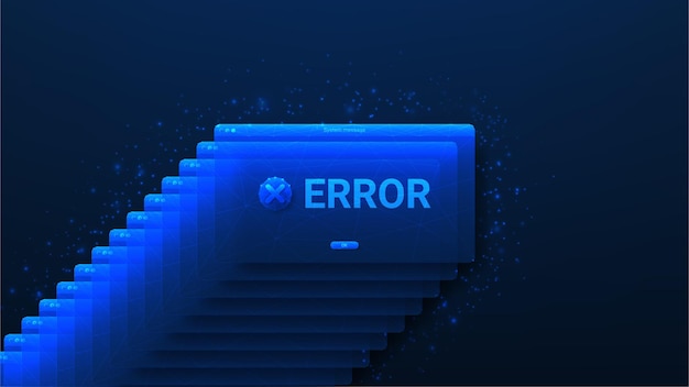 Vector concept of error popup message user interface with polygonal window with system error ui warning m