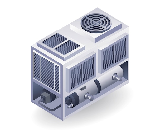 Vector concept industrial hvac blower system isometric 3d illustration