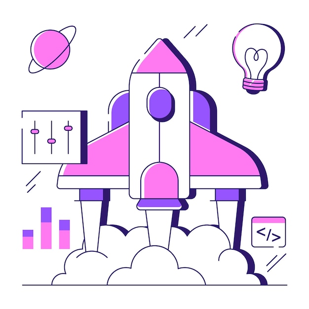 Vector conceptual flat design illustration of launch