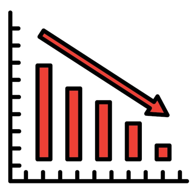 Vector conceptual graph with decrease report dark diagram recession bankruptcy progress business vector