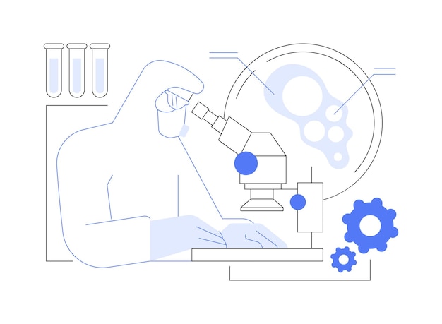 Vector conduct experiment with nano particles abstract concept vector illustration nanoscientists making experiment in laboratory natural and material science microscope usage abstract metaphor