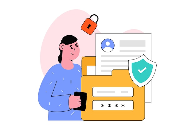 Vector confidential documents security flat style design vector illustration. stock illustration