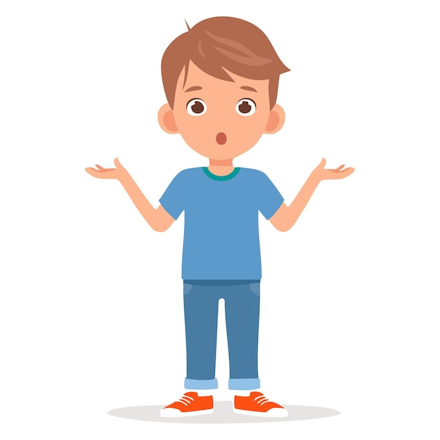 Vector confused young boy