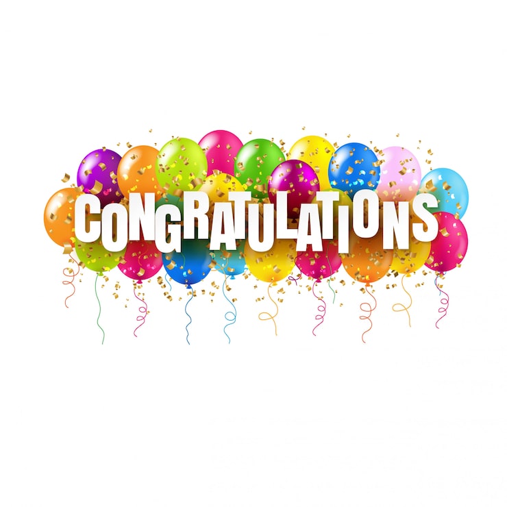 Vector congratulations card and colorful balloons on white