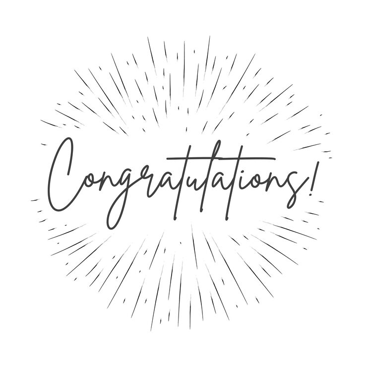 Vector congratulations elegant hand written text with starburst frame