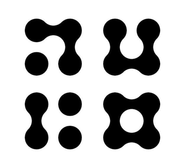 Vector connected dots icon circles pattern sign integration symbol abstract point movement connected round blobs transition metaballs vector illustration isolated on white background