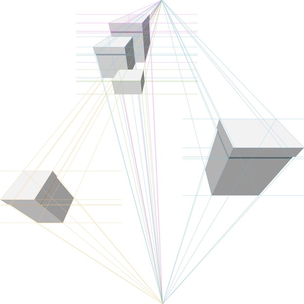 Vector construction of gift boxes in two-point perspective