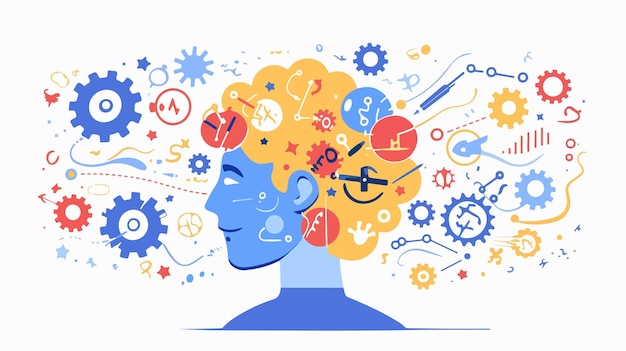 Vector constructive mathematical thinking icon flat abstract conceptual image for education and problem