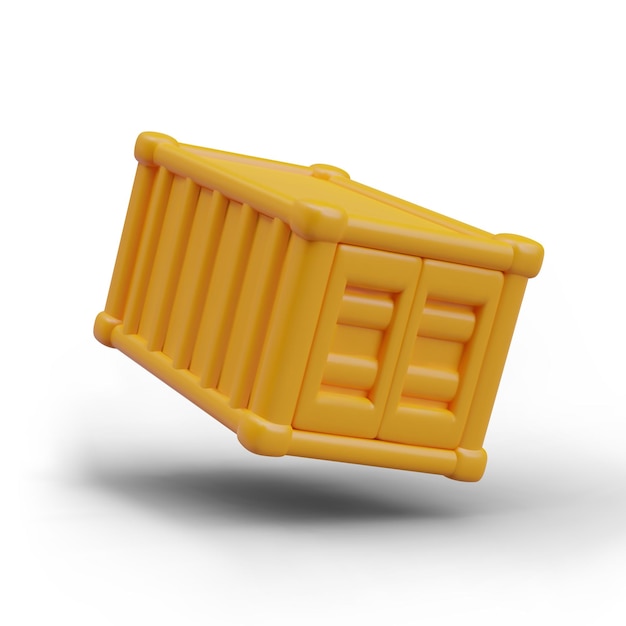 Vector container for cargo transportation by ship yellow box made of slats