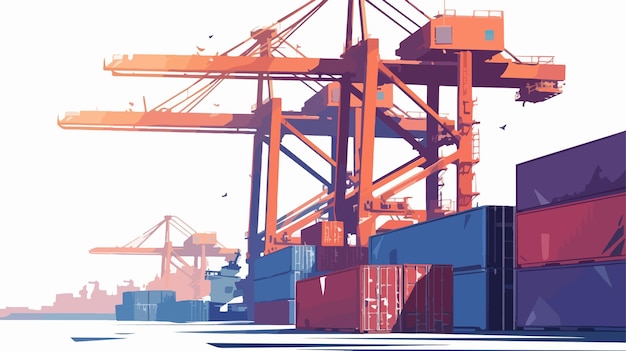 Vector container yard in cargo logistic port efficient freight transportation