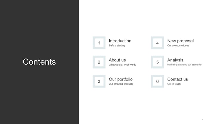 Vector content page ppt