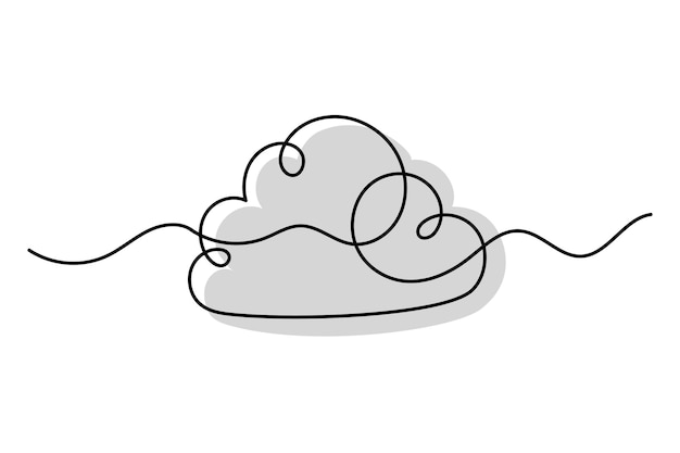 Vector continuous line drawing of cloud cloud linear icon one line drawing background cloud continuous line