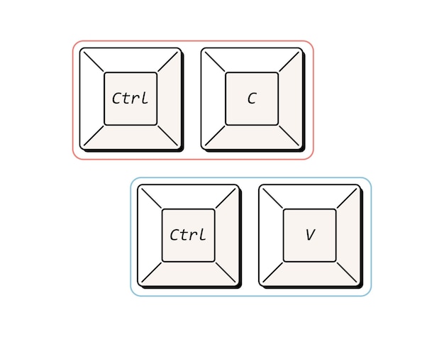 Vector control keys and shortcut commands for copy paste ctrl c ctrl v keyboard buttons