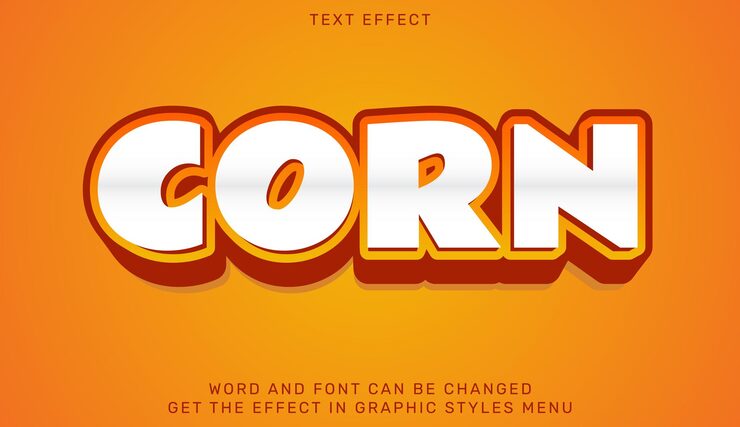 Corn text effect template in 3d design
