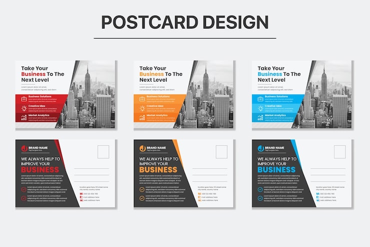 Vector corporate business postcard bundle design