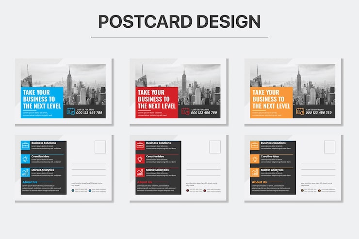 Vector corporate business postcard bundle design