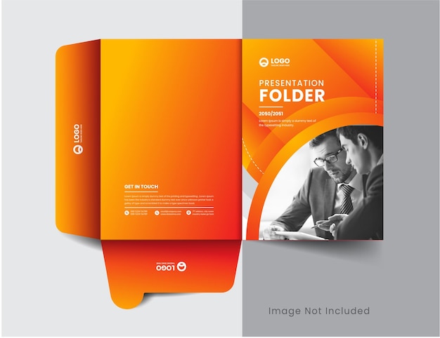 Vector corporate company presentation folder layout concept design with modern shapes