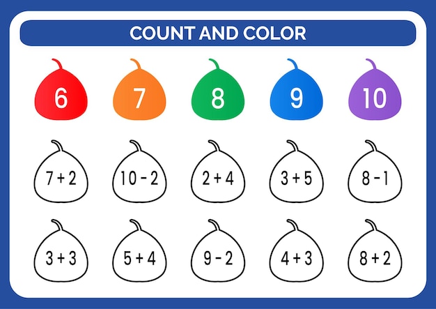 Vector count and color worksheet for kids