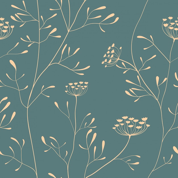 Vector cow parsnip seamless pattern