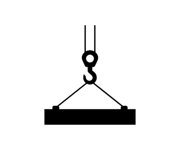 Vector crane hook lifting heavy load silhouette