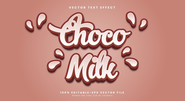 Vector creamy choco milk editable text effect template suitable for fresh milk theme