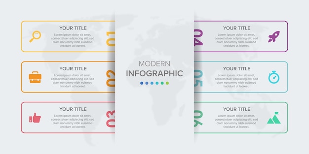 creative concept for infographic element vector 6 options, steps, list, process