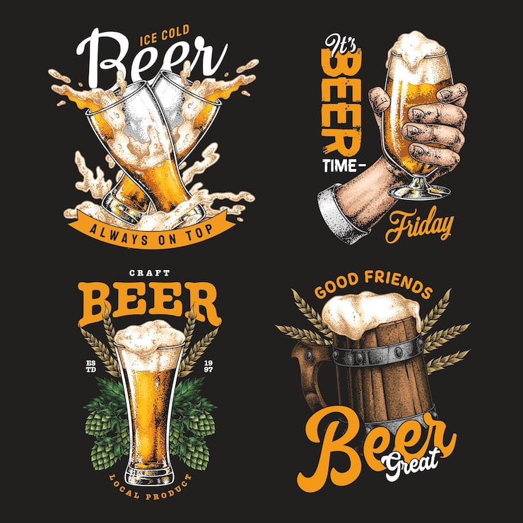 Vector creative designs celebrating beer culture