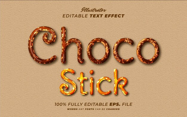 Vector creative editable chocolate text effect