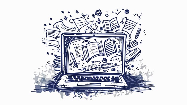 Vector creative handdrawn doodle laptop computer vector illustration