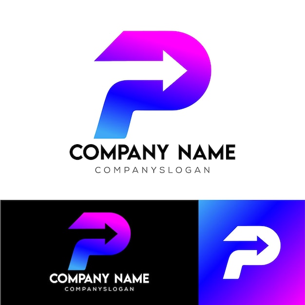Vector creative letter p arrow logo design vector