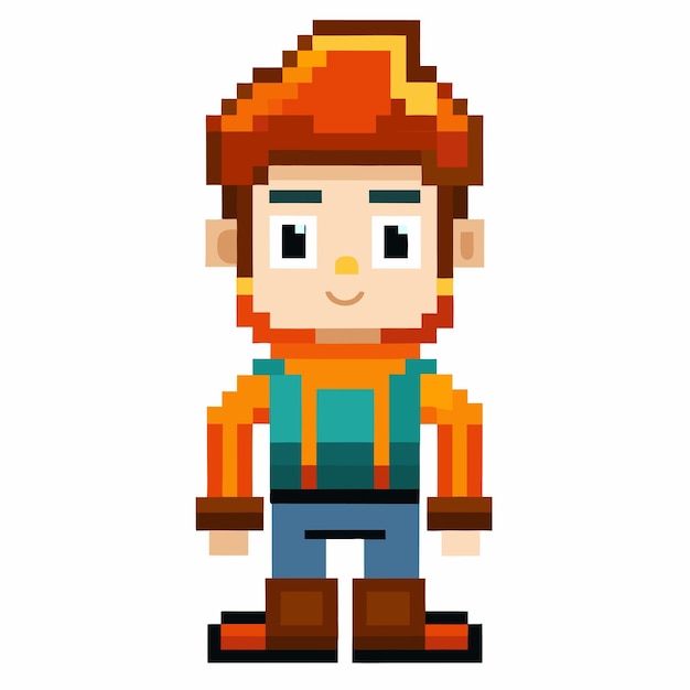 creative pixel characters and elements in vector art style