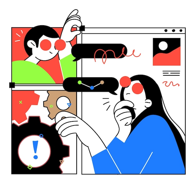 Vector creative team brainstorming on design project