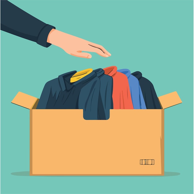 Vector creative vector illustration of a cardboard box being filled vector illustration