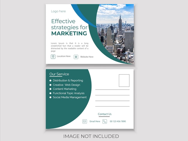 Vector creative vector postcard design for business solution and marketing agency