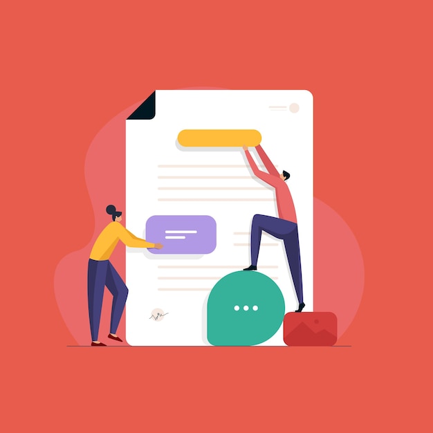 Vector creative writing and storytelling brief document paper good quality content optimization copywriting