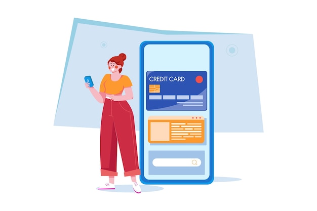 Vector credit card application illustration concept on white background
