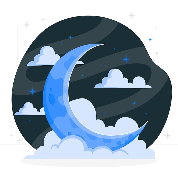 Vector crescent moon concept illustration