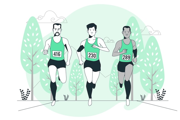 Vector cross country race concept illustration