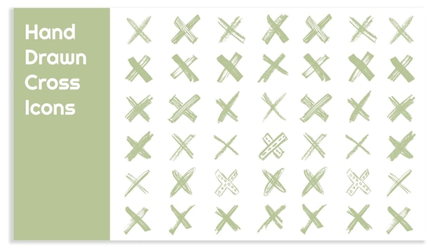 Vector cross hand drawn vector set