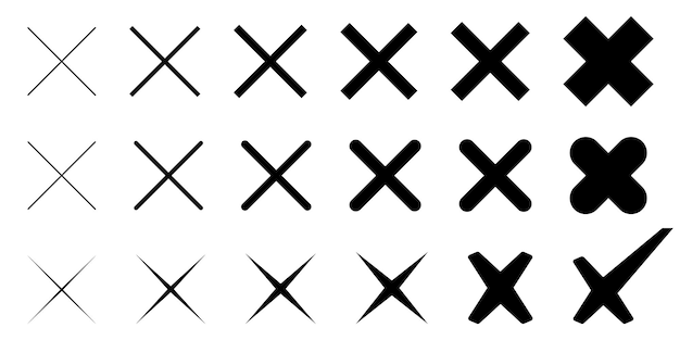 Vector cross mark icons set button close wrong buttons red cross vector illustration