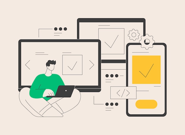 Vector crossplatform development abstract concept vector illustration crossplatform operating systems compatible software environments mobile app user experience code writing abstract metaphor