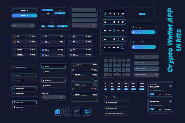 Vector crypto wallet app ui kits