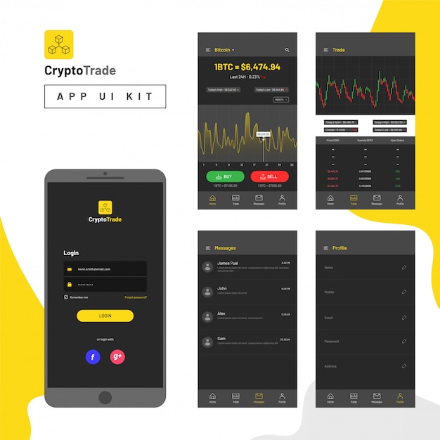 Vector cryptocurrencies trading and exchange ui for mobile apps. 