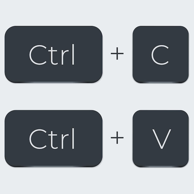 Vector ctrl c and ctrl v computer keyboard buttons desktop interface web icon