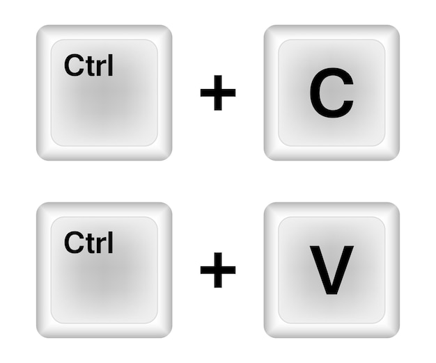 ctrl c ctrl v keys on the keyboard copy and paste the key combination insert a keyboard shortcut for windows devices computer keyboard icons vector illustration