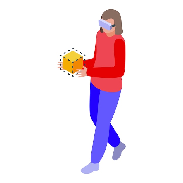 Vector cube metaverse icon isometric vector global screen tech
